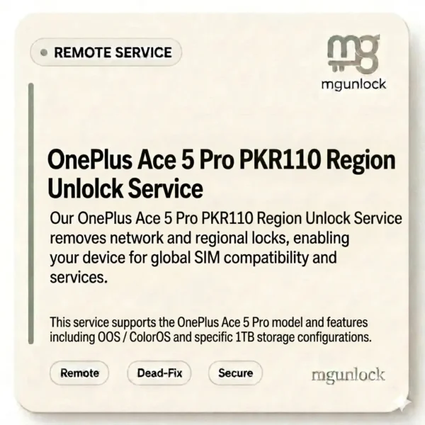 OnePlus Ace 5 Pro PKR110 region unlock Service